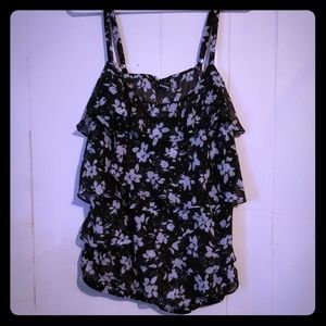 Chiffon tiered and banded tank